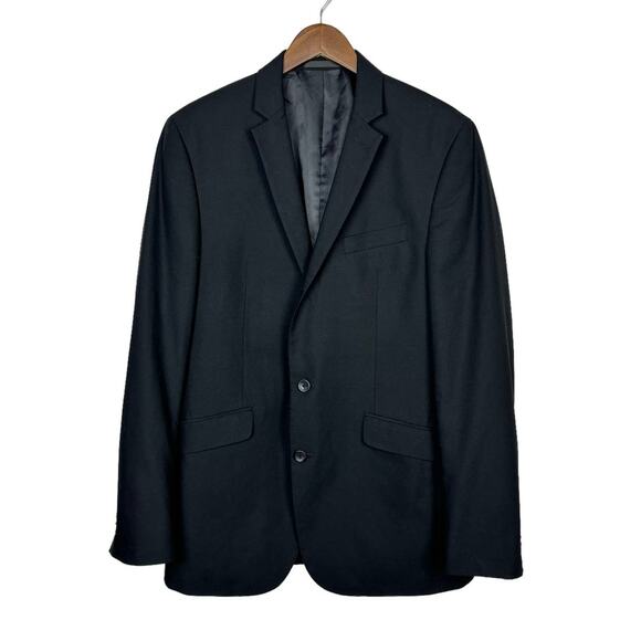 Kenneth Cole Reaction | 40L Black 2 Button Notch Collar Sports Coat Suit Blazer - Picture 1 of 9